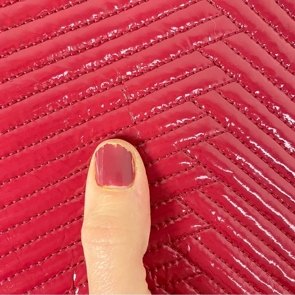 Cole Haan Laury Quilted Patent Leather Purse Handbag Ruby Red Shoulder Bag New - Picture 16 of 16